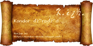 Kondor Árpád névjegykártya