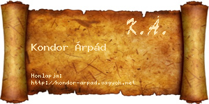 Kondor Árpád névjegykártya